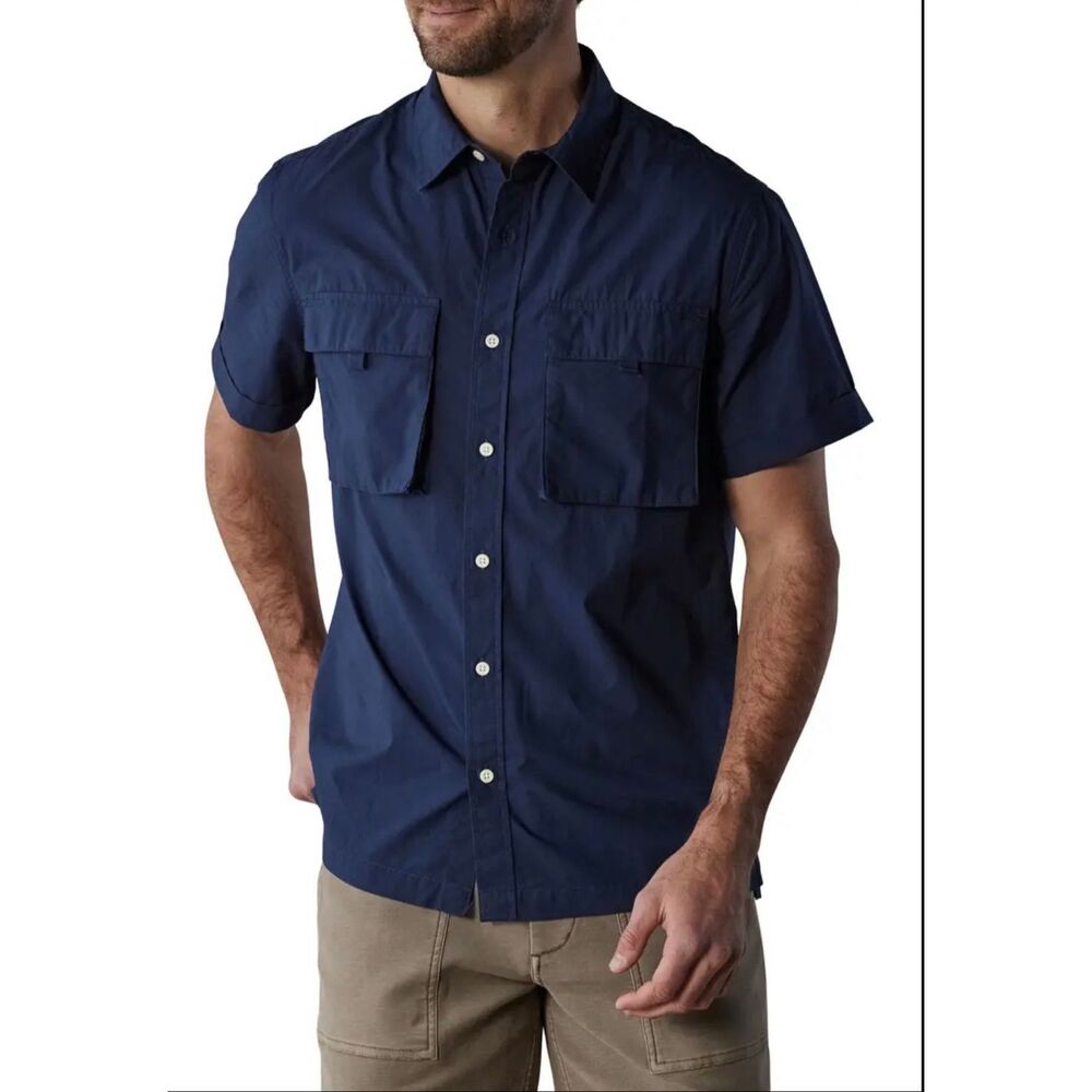 The Normal Brand Expedition Shirt NWT Navy Utility Button Down Short Sleeve Coas